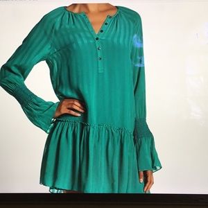 DEREK LAM CROSBY SPLIT NECK SILK DRESS.